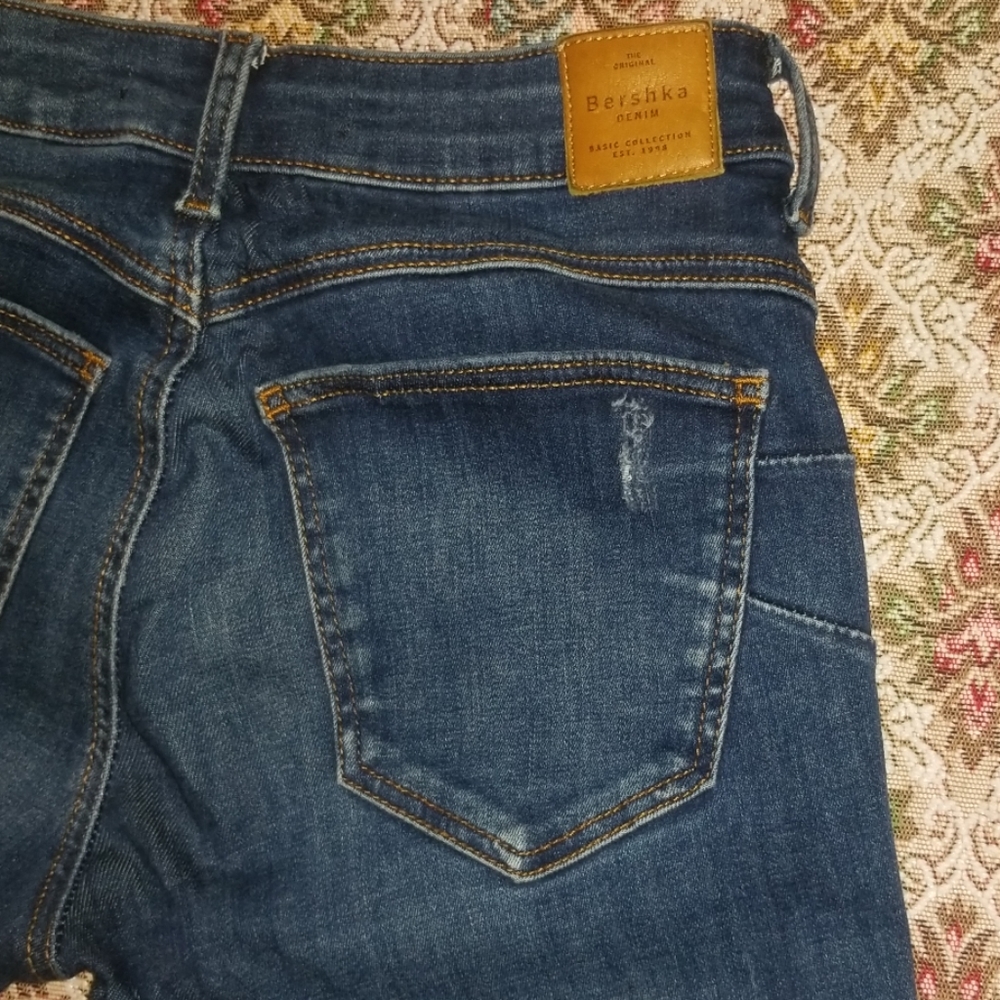 Bershka Distressed Skinny Stretch Denim Jeans - Picture 5 of 7